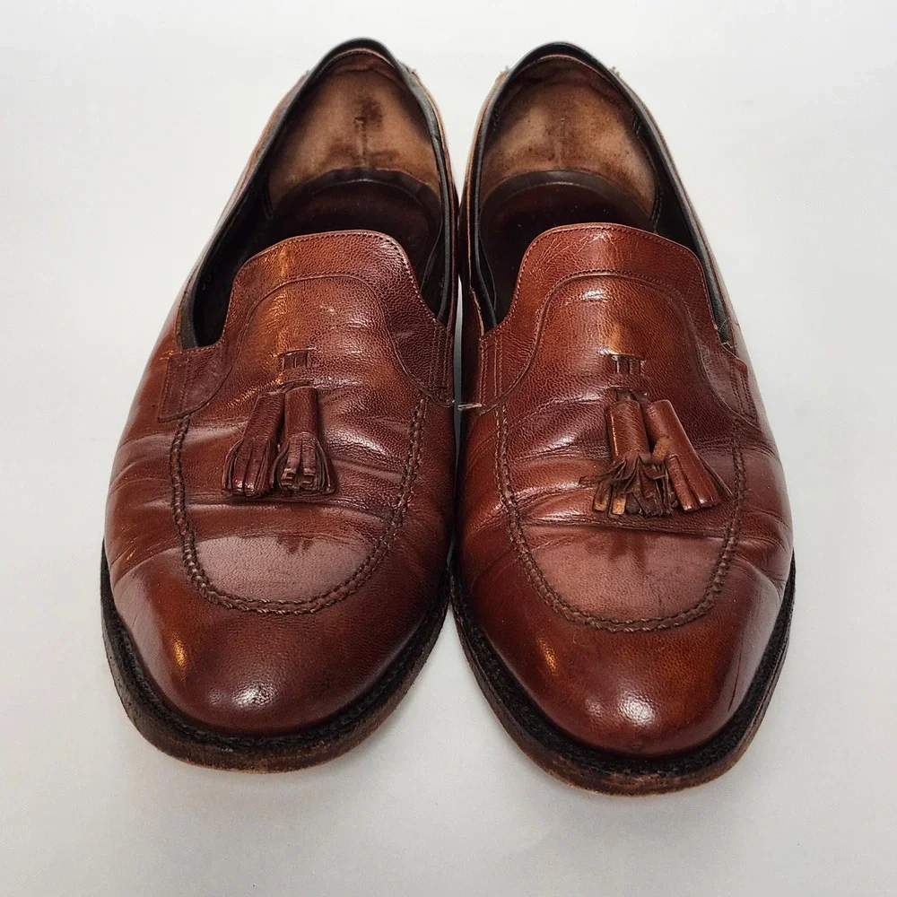 Vintage Florsheim Imperial Brown Leather Tassel Loafers Goodyear 10D 93287